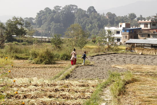 querfeldein geht es mit den Kindern nach Hause
