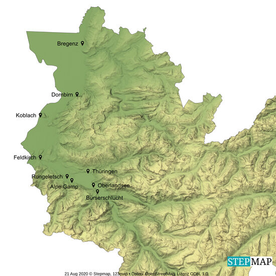 hier eine kleine Übersichtskarte wo die Orte der Wanderungen sind