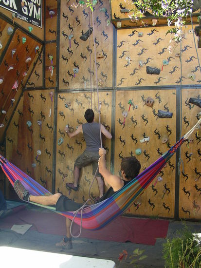 Man beachte die Absicherung; da kann wirklich nichts passieren