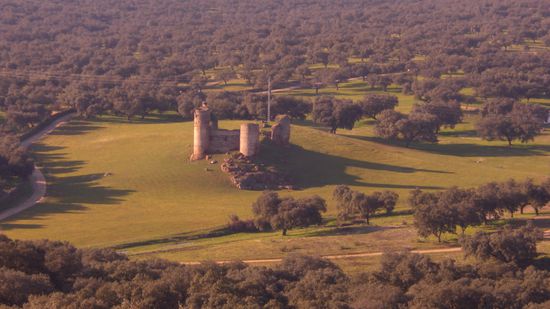 an einer anderen Burg sind wir dann am naechsten Morgen(gestern) entlang gegangen, den Weg sieht man links im Bild...