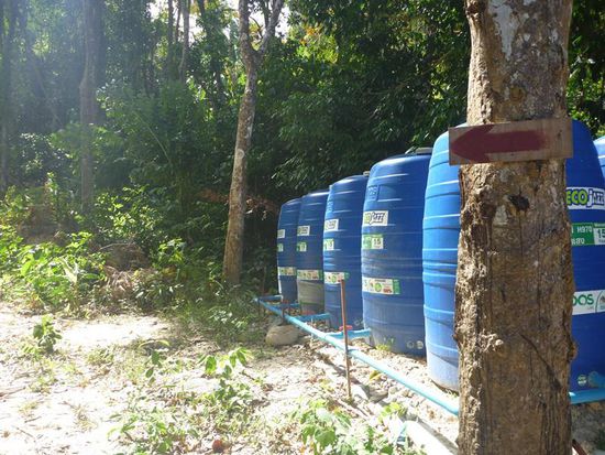 ... vorbei an den blauen Tonnen.