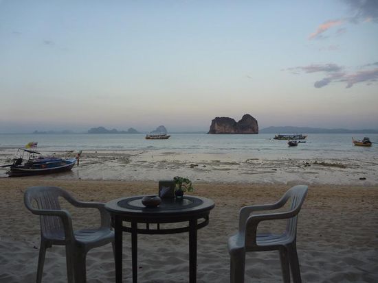 Abendessen im Strandrestaurant ...