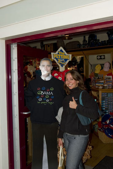 Sogar Obama treffen wir am Pier 39, der spontan ein Bild mit Magda machen wollte
