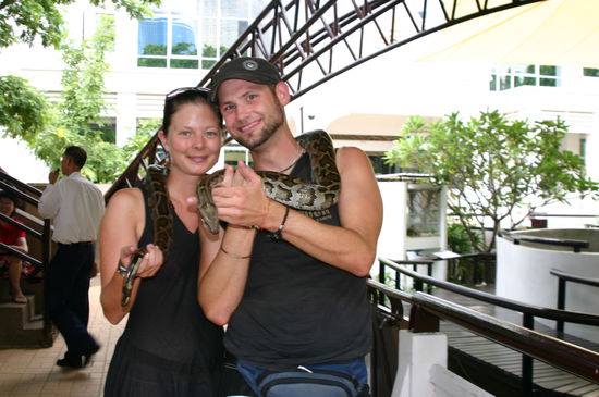 In einer Schlangefarm in Bangkok...