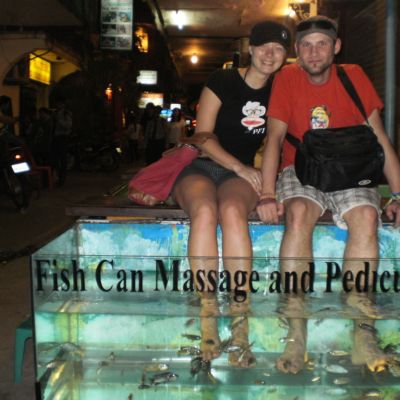 Hier haben wir uns spät am Abend auch mal etwas kleines gegönnt...eine Fischmassage!