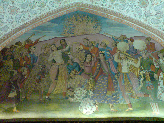 Wandgemälde im Cehel Sotun Palast