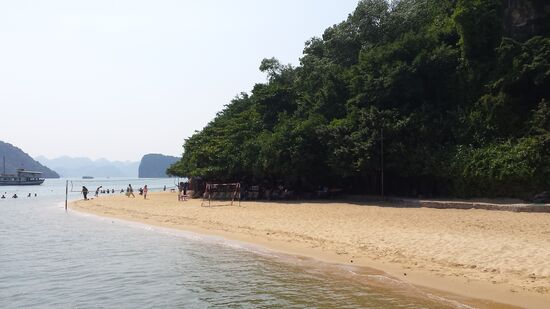 Der dritte Halt ist auf einer Insel mit schönem Sandstrand. Vor dem Baden aber kann wer will, auf den Berg steigen, der eine tolle Aussicht auf die Bucht bietet.