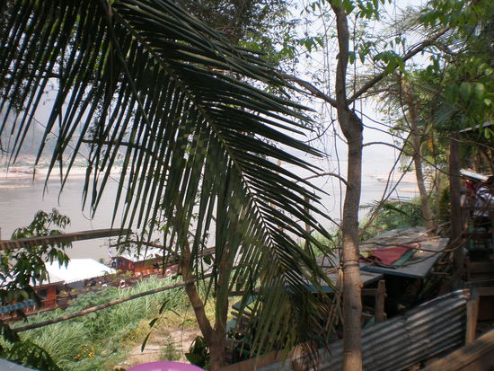Blick vom Restaurant direkt am Mekong