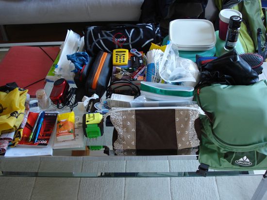 Gemeinsame Sachen: Picknick-Zeugs, Nessecaire, Wäsche-Zeugs, Kamera, Decke, Reiseapotheke, Adapter, Ladegeräte, Stecker, Reiseführer, Memory-Sticks, E-Banking SecurID's, Schreibzeug, Plastiksäcke undsoweiterundsofort..