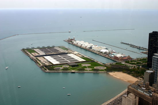 Blick vom Hancock Center auf den Navy Pier