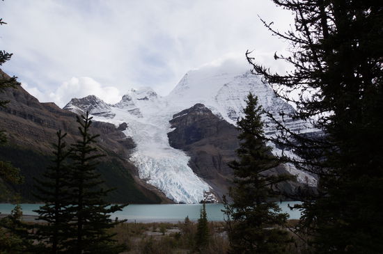 Blick vom Zelt auf Mt Robson und Berg Glacier