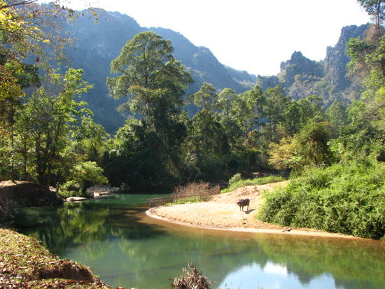 (Tam Kong Lor Cave) Nach der 7 km Durchfahrt.