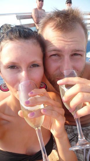 Und auf der Heimfahrt gab es dann noch Sekt für alle....mh...