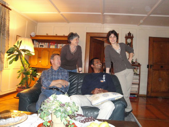 Pieter, Sina, Roshan und Daniela beim Abschiedsessen im Casa Meier