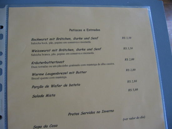 Teil der Speisekarte im Strudelhaus