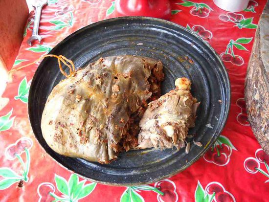 Frühstück vor Tulancingo. Geschmeckt hat es gut. Gefragt was es ist habe ich lieber nicht.