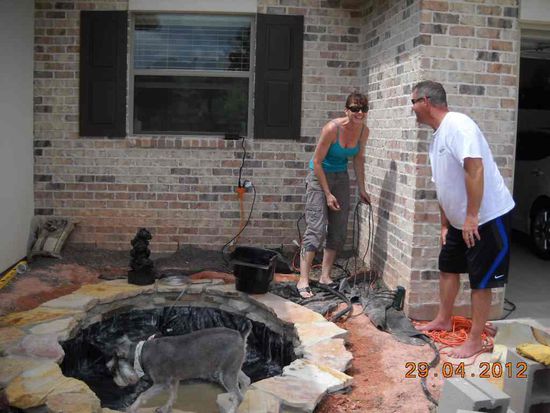 Deich Landschaft vor dem Eingang. Jerry die Frau von David ist die Bauherrin.