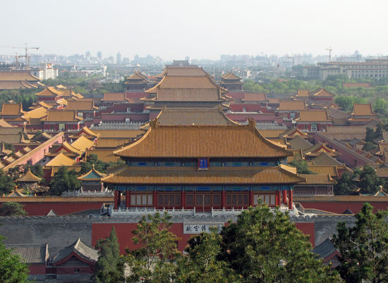Blick auf die verbotene Stadt vom Jingshan Park.