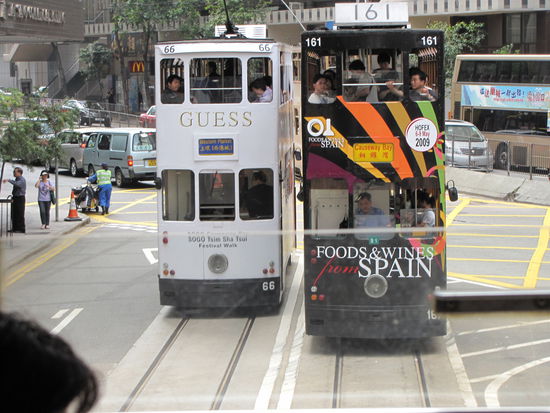 Der Blick aus der Tram auf die Trams