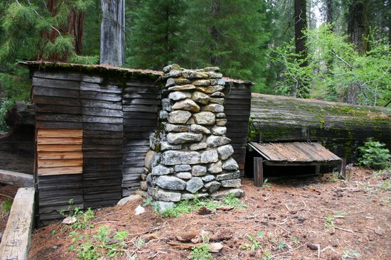 Tharp´s Log - im hinteren Teil ein ausgebrannter Stamm. Tharp hat darin gewohnt!