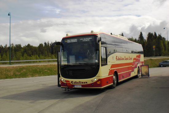 Die Fernbusse in Finnland sind recht komfortabel (mit Toilette) und ausreichend Platz.