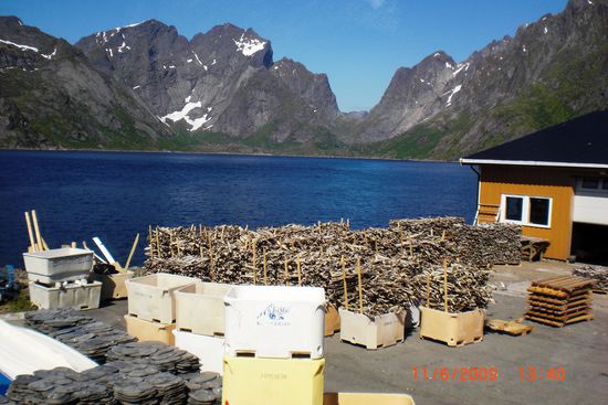 "Postkartenblick" - mit Fischtrocknung im Vordergrund.