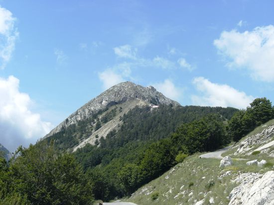 Auf schmaler Straße in Richtung Gipfel