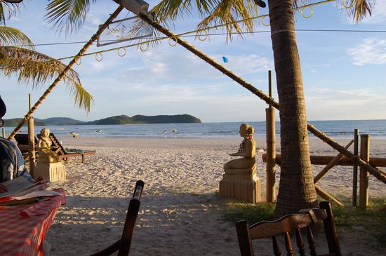 Blick vom Restaurant auf den Strand
