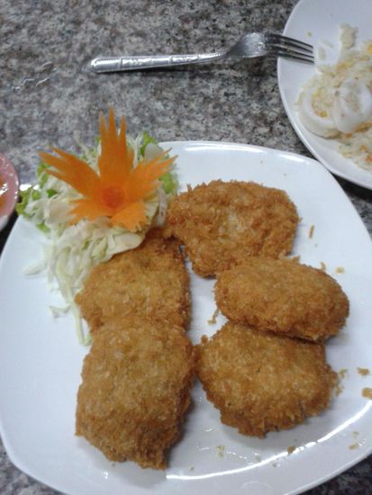 Fried Shrimps cakes - mit Honig