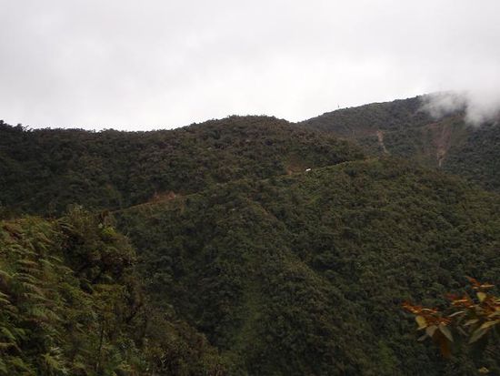Alte Strasse nach La Paz (der weisse Punkt ist ein Kleinbus)