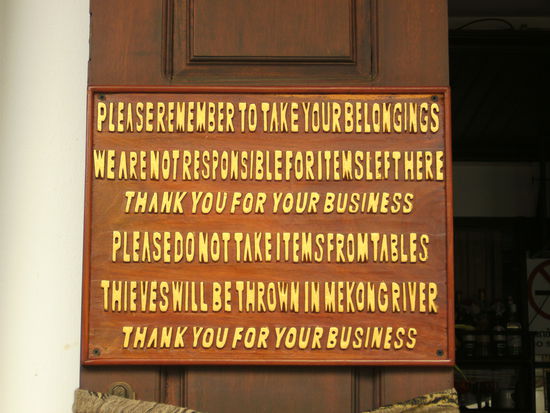 strenge Sitten hier | "Thieves will be thrown..."