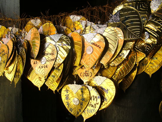 Goldwunschblätter im Tempel