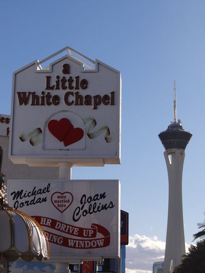 von unserer Little White Chapel zum Stratosphere Tower sind's nur einige Schritte