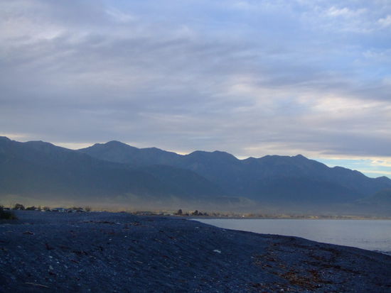 Kaikoura in der Abenddämmerung.