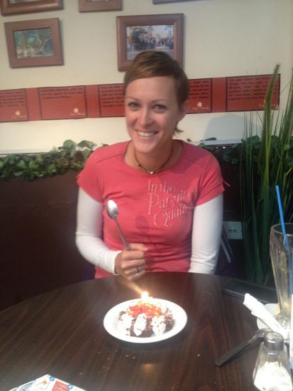 Die Geburtstagstorte im Cafe del Mundo. War die Überraschung von der Besitzerin. 
Danke