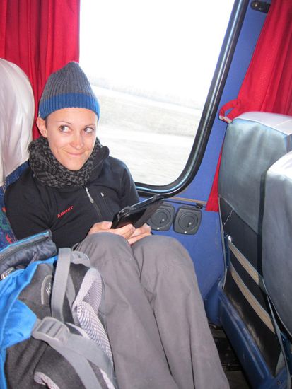 Mit dem Bus auf der Zielgeraden. Schaut komisch ist, ist aber so 