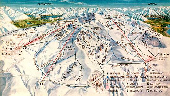 Das ist die Pistenmap von Cadrona...
Ich war die meiste Zeit eher auf den Pisten ganz links...die Skylinepiste war am besten...