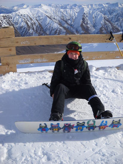 Mein Snowboard und ich...vor den Southern Alps in Cadrona auf der Skyline-Piste