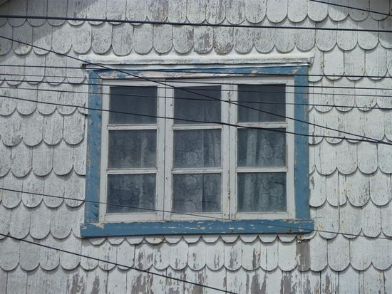 Die Häuser auf Chiloe sind meistens mit Holzschindeln verkleidet