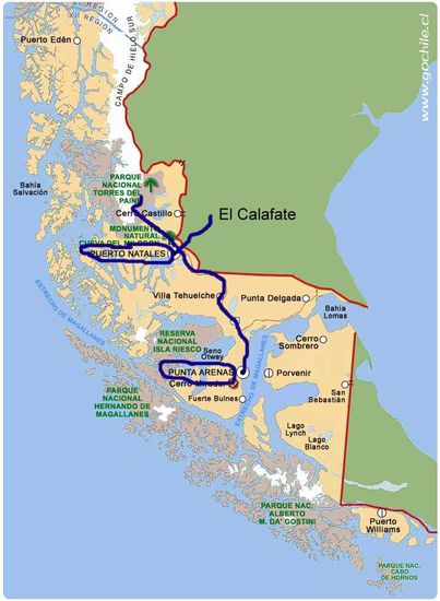 Unsere Reiseroute in Patagonien für die nächsten 10 tage