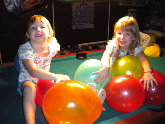 the twins during the preparation for the pool party....