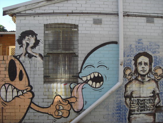 Wenn man in Newtown richtig hinschaut, dann kann man eine Menge guter Graffitis sehen ... dieses hier ist lustig ...