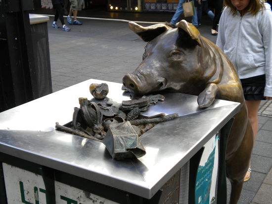 Ey du "Schwein" ... davon gab es mehrere in der Umgebung des Mülleimers!