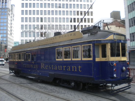 Wie auch in Melbourne gibt es in Christchurch eine alte Tram, die als Restaurant dient!