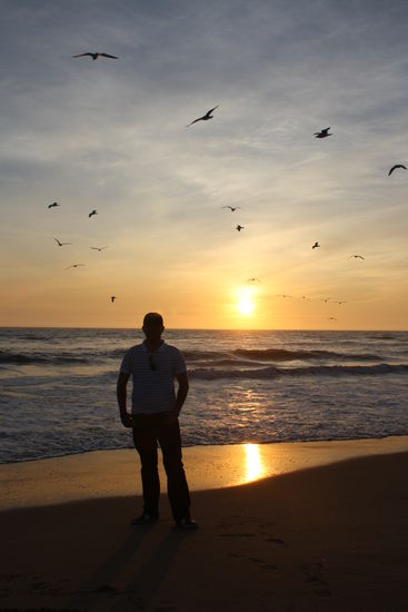 Sonnenuntergang am Strand von Huntington Beach