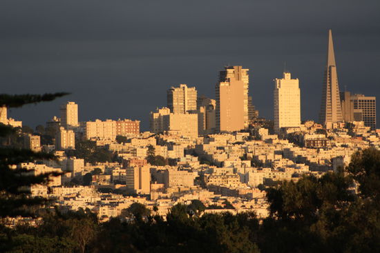 Blick auf San Francisco von der Golden Gate Bridge aus