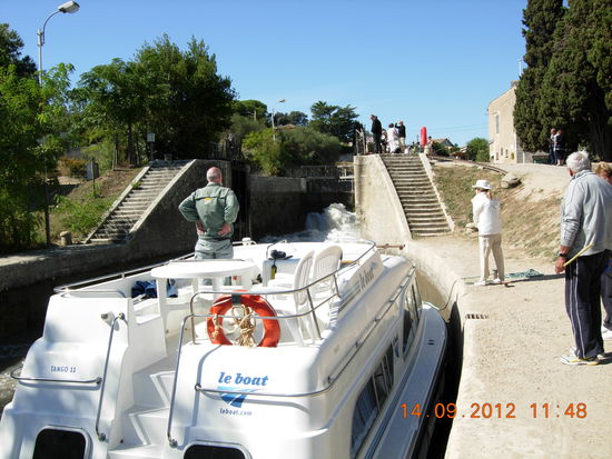 In Aktion in der Schleusentreppe