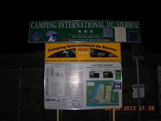 Camping In Aix les Bains, letzte Uebernachtung der Reise