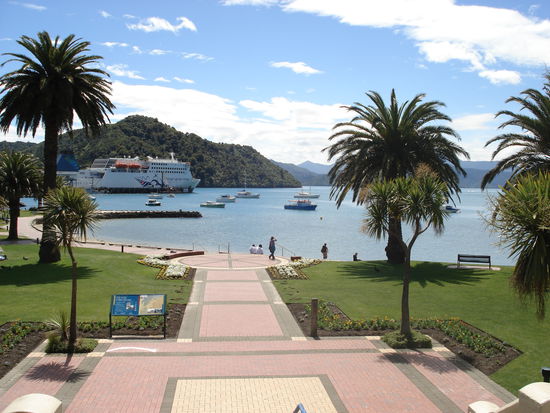 angekommen in picton! faehre mit kleinen segelbootfreunden..
die sonne scheint!