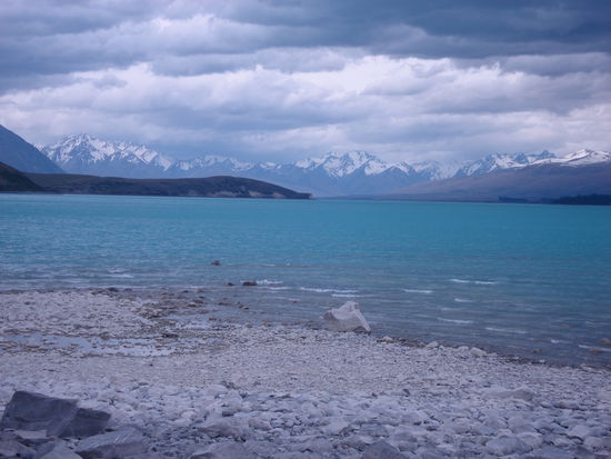 Lake Tekapo! im hintergrund die southern alps!
